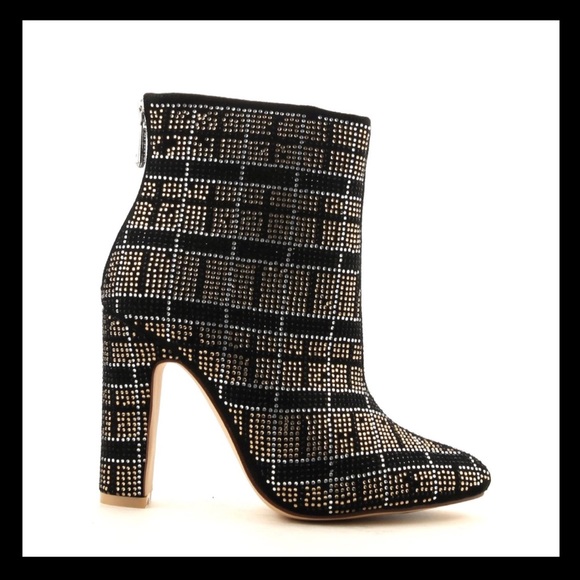 ❤️SIZE 7 Crystal Embellished Block Heel Booties - Picture 6 of 8